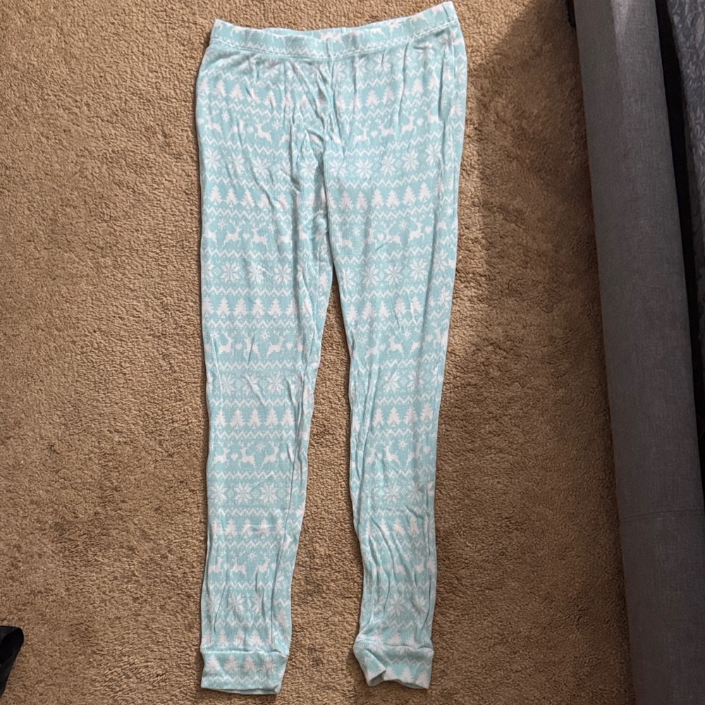 Posh Peanut Blue and White Textured Leggings